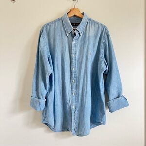 Vintage Ralph Lauren Chambray Button down. Mens XL fits 12/14 broken in and worn